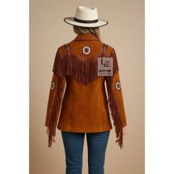 Women’s Western Cowgirl Brown Suede Jacket WSJ18