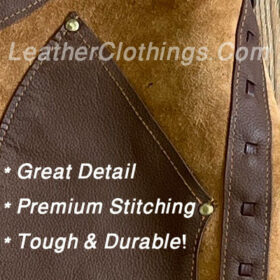 Men Brown Suede Chap With Fringes Cowboy Chap leggings, MSCH2