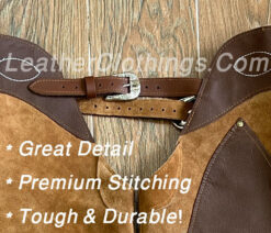 Men Brown Suede Chap With Fringes Cowboy Chap leggings, MSCH2