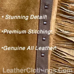Men Brown Suede Chap With Fringes Cowboy Chap leggings, MSCH2