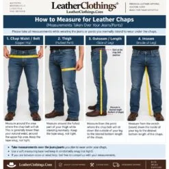How to measure for leather chaps over jeans – waist, thigh, outseam and inseam measurement guide