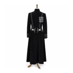 Alternative view of Men’s Black Suede Western Long Coat with Decorative Bone-Style Accents