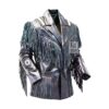 mens black western fringed leather jacket vintage cowboy style