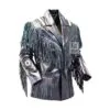 mens black western fringed leather jacket vintage cowboy style