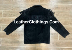 Men's Cowboy Black Suede Jacket With Fringes, MSBJ1B3 1