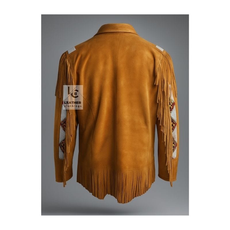 Brown Suede Shirt With Fringes & Beads