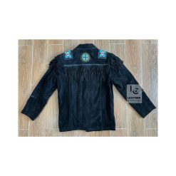 Captivating Men Black Eagle Beaded Suede Jacket MJ22B2A