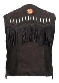 Cowboy Black Suede Western Vest American Indian Bold Statement