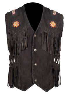 Cowboy Black Suede Western Vest American Indian Bold Statement