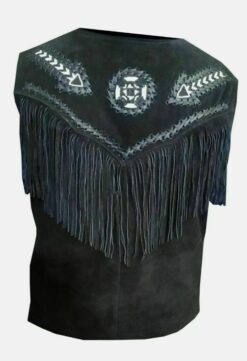 Cowboy Black Suede Western Vest American Indian Vest