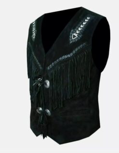 Cowboy Black Suede Western Vest American Indian Vest
