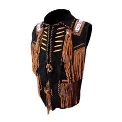Cowboy Black Suede Western Vest American Indian Vests
