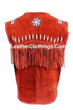 Cowboy Western Vest Red Suede