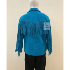 Cowgirl Blue Suede Jacket With Fringes WSJ20B