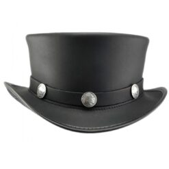 El Dorado Black Leather Top Hat - Buffalo Nickel Band