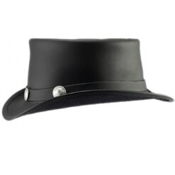 El Dorado Black Leather Top Hat Buffalo Nickel Band, TH104F