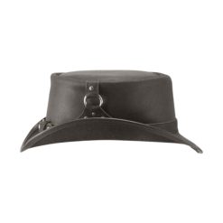 El Dorado Black Leather Top Hat Buckle Ring Band | TH122