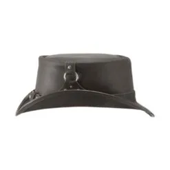 El Dorado Black Leather Top Hat Buckle Ring Band | TH122