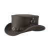 El Dorado Black Leather Top Hat Buckle Ring Band | TH122