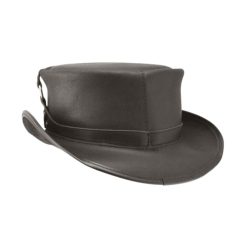 El Dorado Black Leather Top Hat Buckle Ring Band | TH122