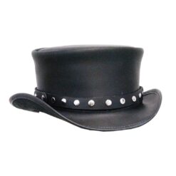El Dorado Black Leather Top Hat Rivets Band | TH119