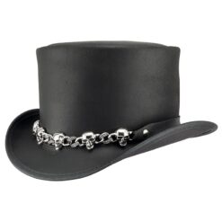 El Dorado Black Leather Top Hat Five Skulls Band, TH114C