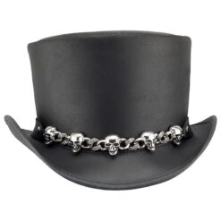 El Dorado Black Leather Top Hat Five Skulls chain Band