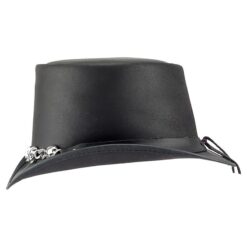 El Dorado Black Leather Top Hat Five Skulls Band, TH114C