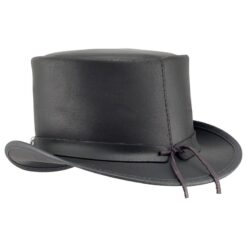 El Dorado Black Leather Top Hat Five Skulls Band, TH114C
