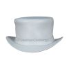 El Dorado White Leather Top Hat With Simple Band | TH121