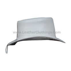 El Dorado White Leather Top Hat With Simple Band | TH121