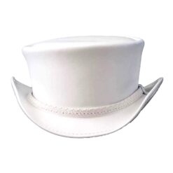El Dorado White Leather Top Hat Ghost Rider Braided Band, TH120