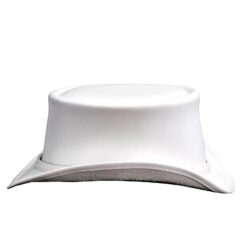 El Dorado White Leather Top Hat Ghost Rider Braided Band, TH120