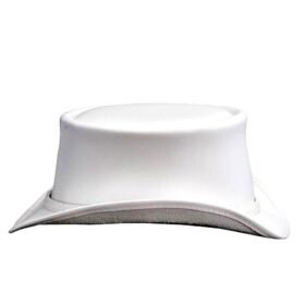 El Dorado White Leather Top Hat Ghost Rider Braided Band, TH120