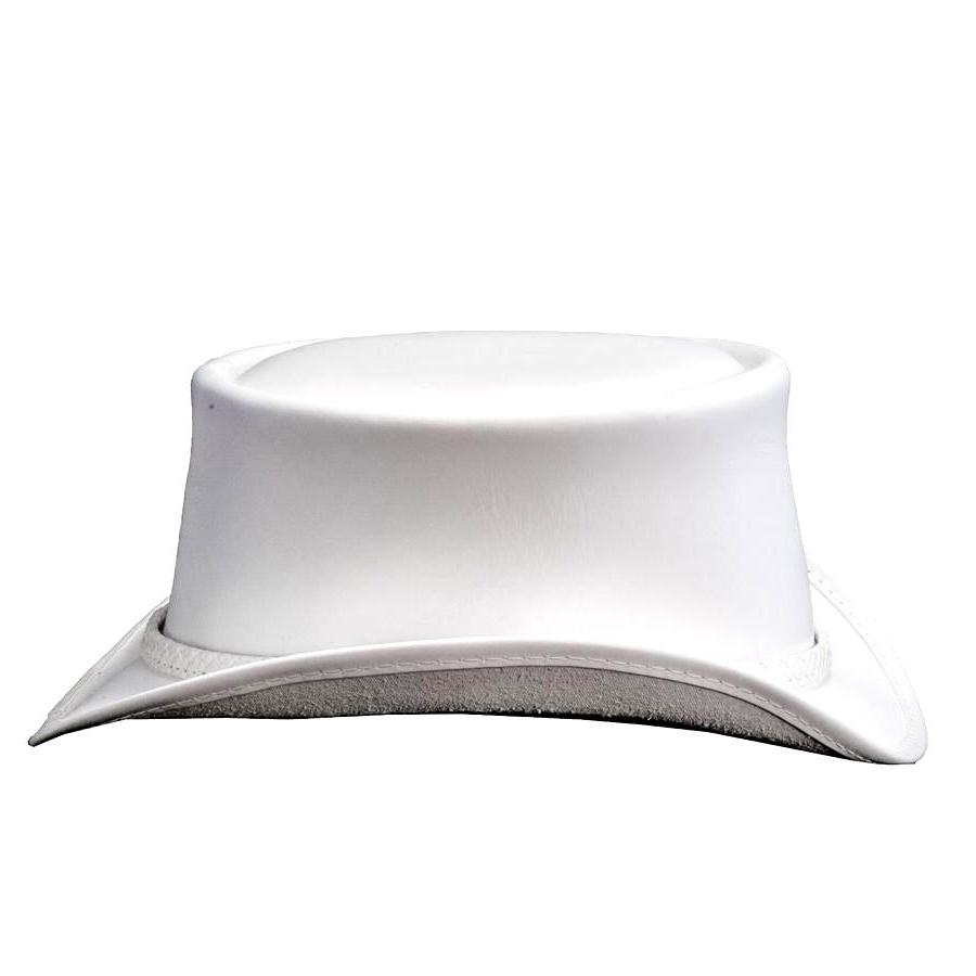 El Dorado White Leather Top Hat Ghost Rider Braided Band, TH120