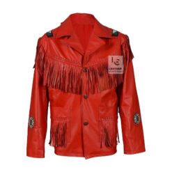 Handmade Mens Fringe Leather Jacket Native American Design MLJ32