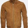 Mens Brown Suede Jacket - Bomber Jacket