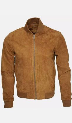 Mens Brown Suede Jacket - Bomber Jacket
