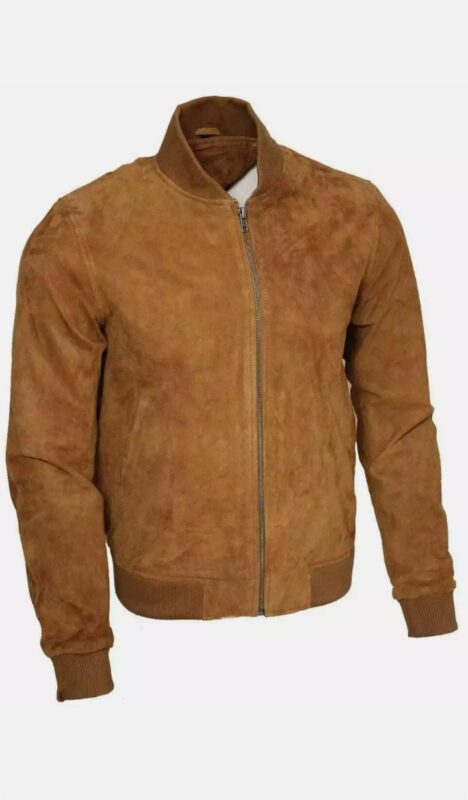 Men's Brown Suede Bomber Jacket, MBJ2B2 3