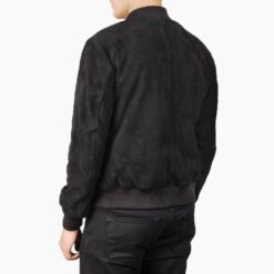 Men's Black Suede Bomber Jacket, MBJ1B2 1