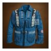 Marvelous Men Blue Suede Eagle Beaded Jacket MEBSJ2