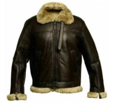RAF B3 Bomber Aviator Jacket Sheepskin Pilot Flight Coat