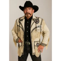 Men Western Ivory Suede Jacket Stylish Comfortable MSWJ103I