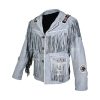 Men's Gray Suede Western Jacket Fringed And Beaded MSWJ103G