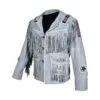 Men’s gray suede fringe jacket with beaded medallions and whip lacing