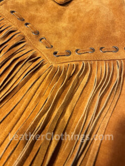 Men's Suede Fringe Jacket Close up