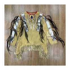 Native American Indian Beaded Shirt Suede Sioux War Shirt - SWS1