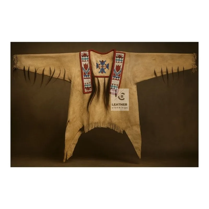 Handmade Beaded Suede War Shirt - Powwow Regalia War Shirt