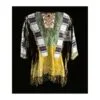 Men's green and gold suede beaded fringe war shirt with horsehair accents