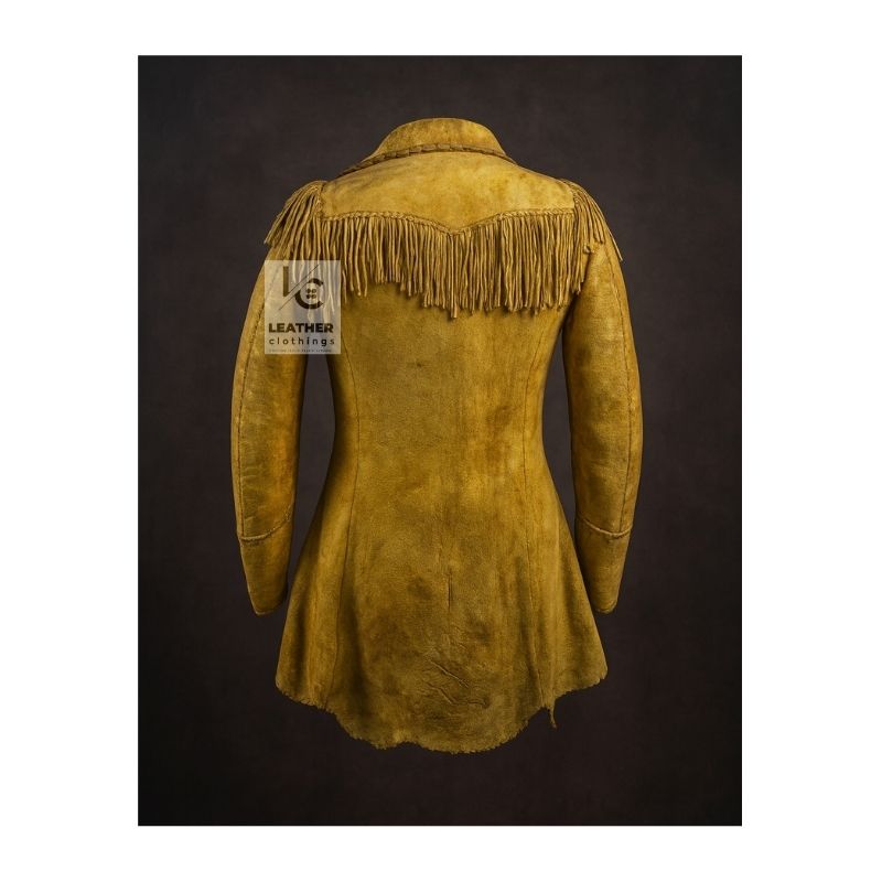 Native American War Shirt With Fringes In Yellow Buckskin